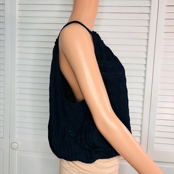 New RAMY BROOK Navy Blue Texture Noah Tank Top Shirt Size Large - Picture 4 of 11